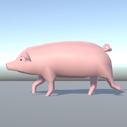 低ポリ豚3Dモデル（歩行・食事アニメーション付き）