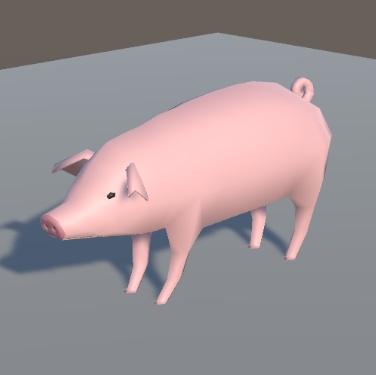 低ポリ豚3Dモデル(歩行・食事アニメーション付き)