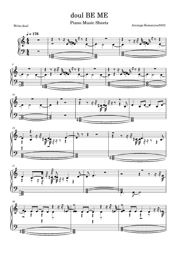 『楽譜+採譜』doul BE ME ピアノver
