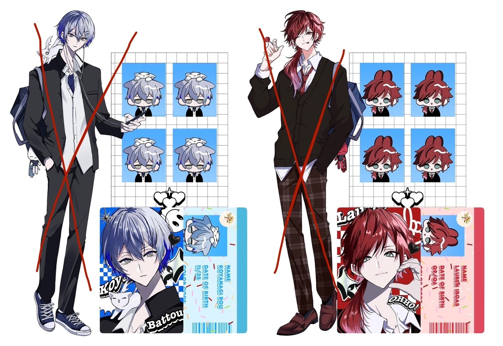 【非公式】小柳ロウ、ローレン、トレカ&シールセット