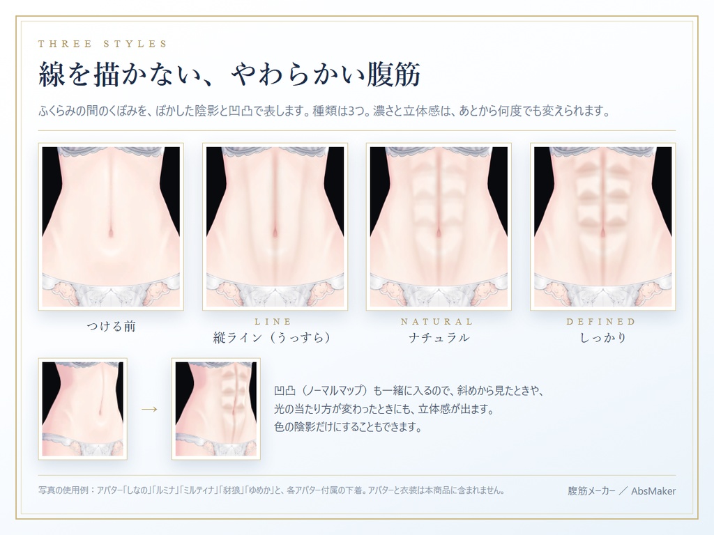 腹筋メーカー(AbsMaker)— アバターのおなかに自然な腹筋をボタンひとつで付けるツール ver 1.0.0