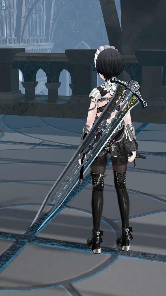 【ギミック付き3Dモデル】LongSword Gimmick【Knight Sword HGSG】 VRChat想定 抜刀・納刀音付き【MA対応】