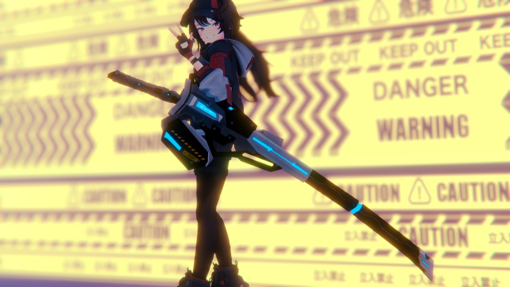 【ギミック付き3Dモデル】サイバーパンクカタナGimmick【クリカラ】 VRChat想定 MA対応