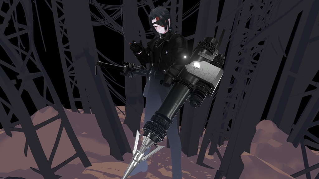 【ギミック付き3Dモデル】Harpoon Pile Cannon Gimmick【Pile Cannon/杭打砲】Ver.1.00 VRChat想定 装填・発射音付き【MA対応】