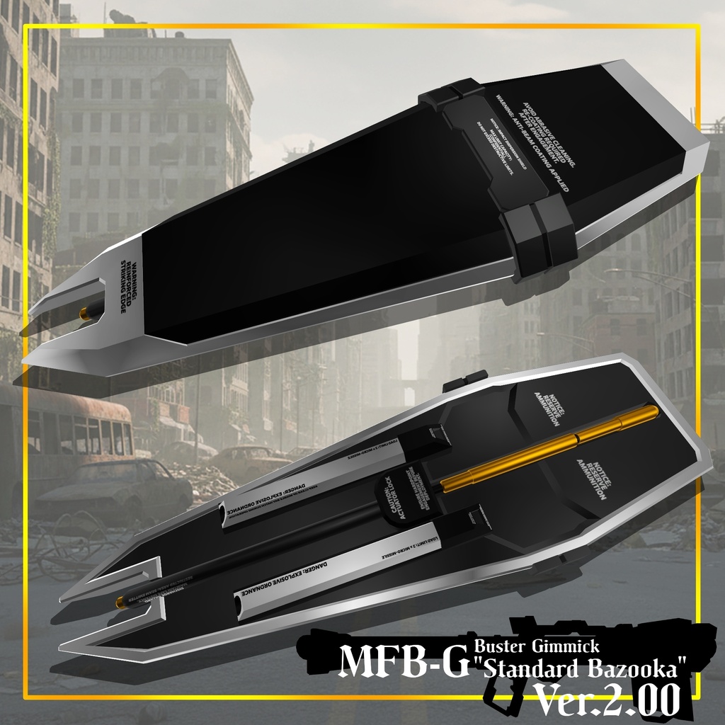 【ギミック付き3Dモデル】Buster Gimmick【MFB-G "Standard Bazooka"】Ver.2.00 VRChat想定 装填・発射音付き【MA対応】