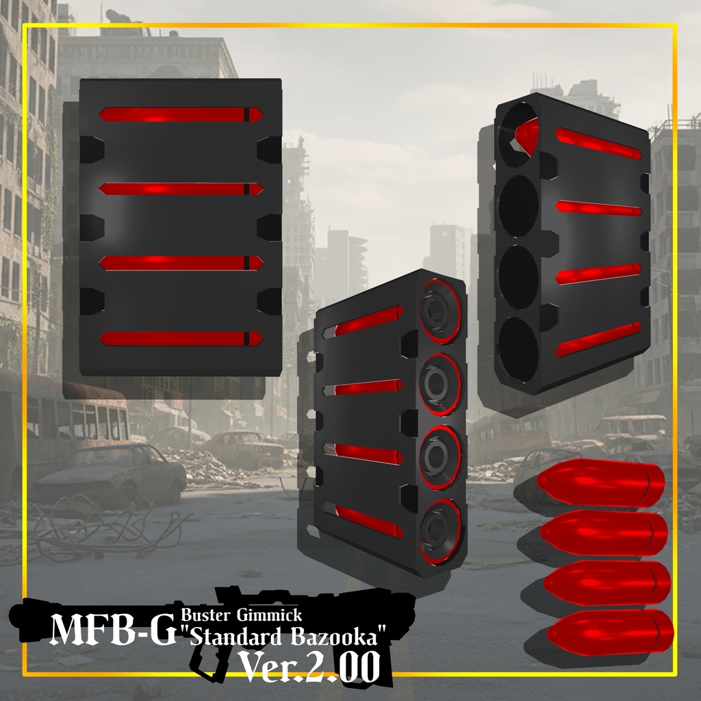 【ギミック付き3Dモデル】Buster Gimmick【MFB-G "Standard Bazooka"】Ver.2.00 VRChat想定 装填・発射音付き【MA対応】