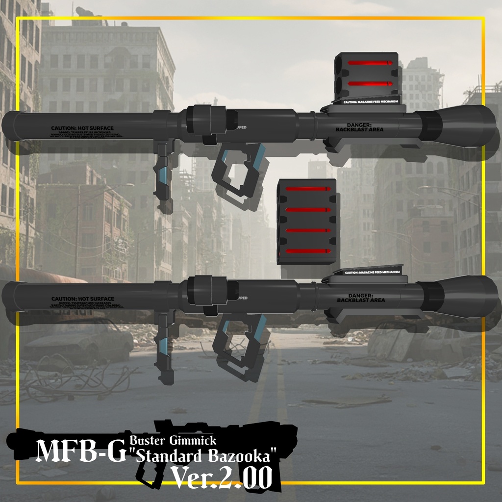 【ギミック付き3Dモデル】Buster Gimmick【MFB-G "Standard Bazooka"】Ver.2.00 VRChat想定 装填・発射音付き【MA対応】
