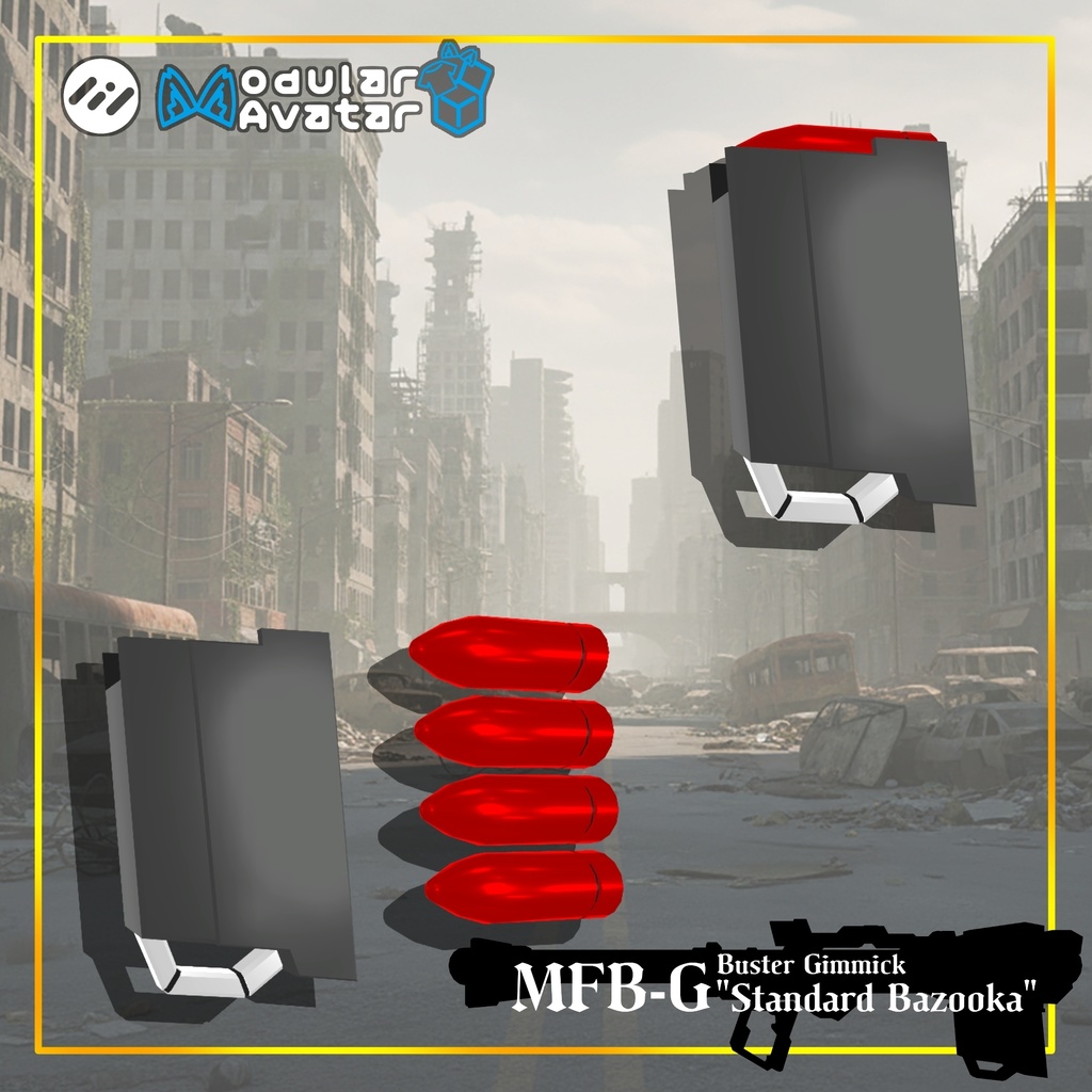【ギミック付き3Dモデル】Buster Gimmick【MFB-G "Standard Bazooka"】Ver.1.01 VRChat想定 装填・発射音付き【MA対応】
