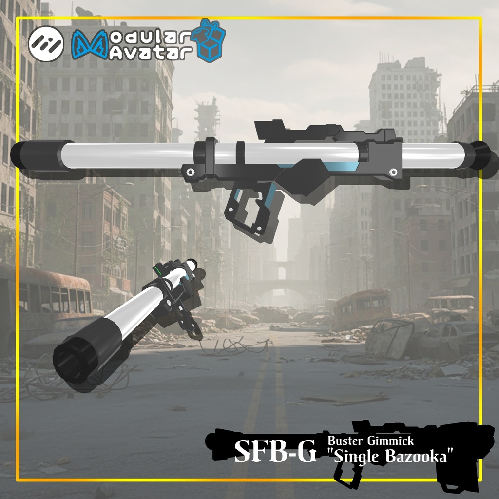 【ギミック付き3Dモデル】Buster Gimmick【MFB-G "Standard Bazooka"】Ver.1.01 VRChat想定 装填・発射音付き【MA対応】