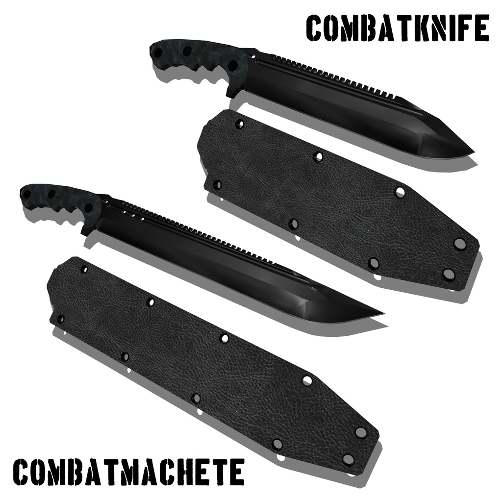 【ギミック付き3Dモデル】ナイフGimmick【CombatMachete&Knife】Ver.1.00 VRChat想定 左右対応 【MA・デスクトップ対応】