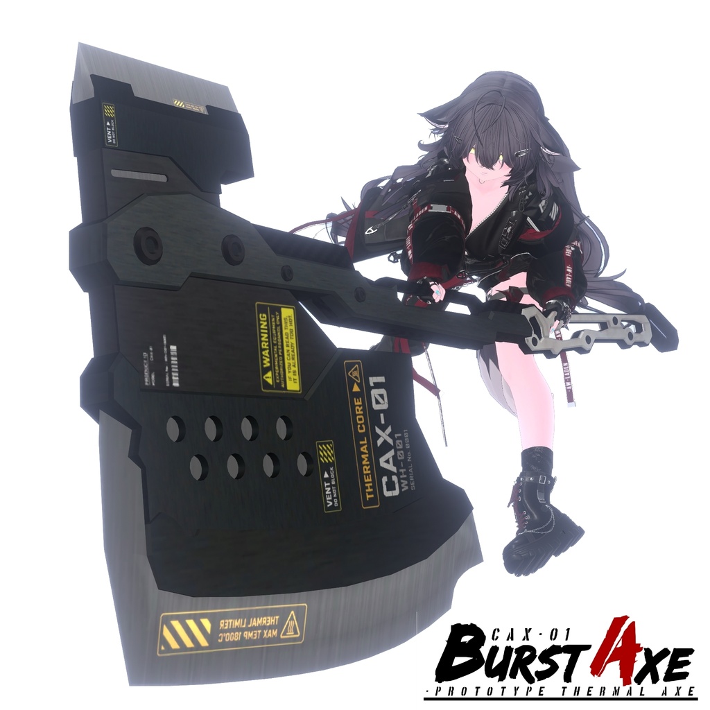 【ギミック付き3Dモデル】巨大斧Gimmick【試製熱斬斧 CAX-01 BurstAxe】+【二式】Ver.1.00 VRChat想定 効果音付き【MA対応】