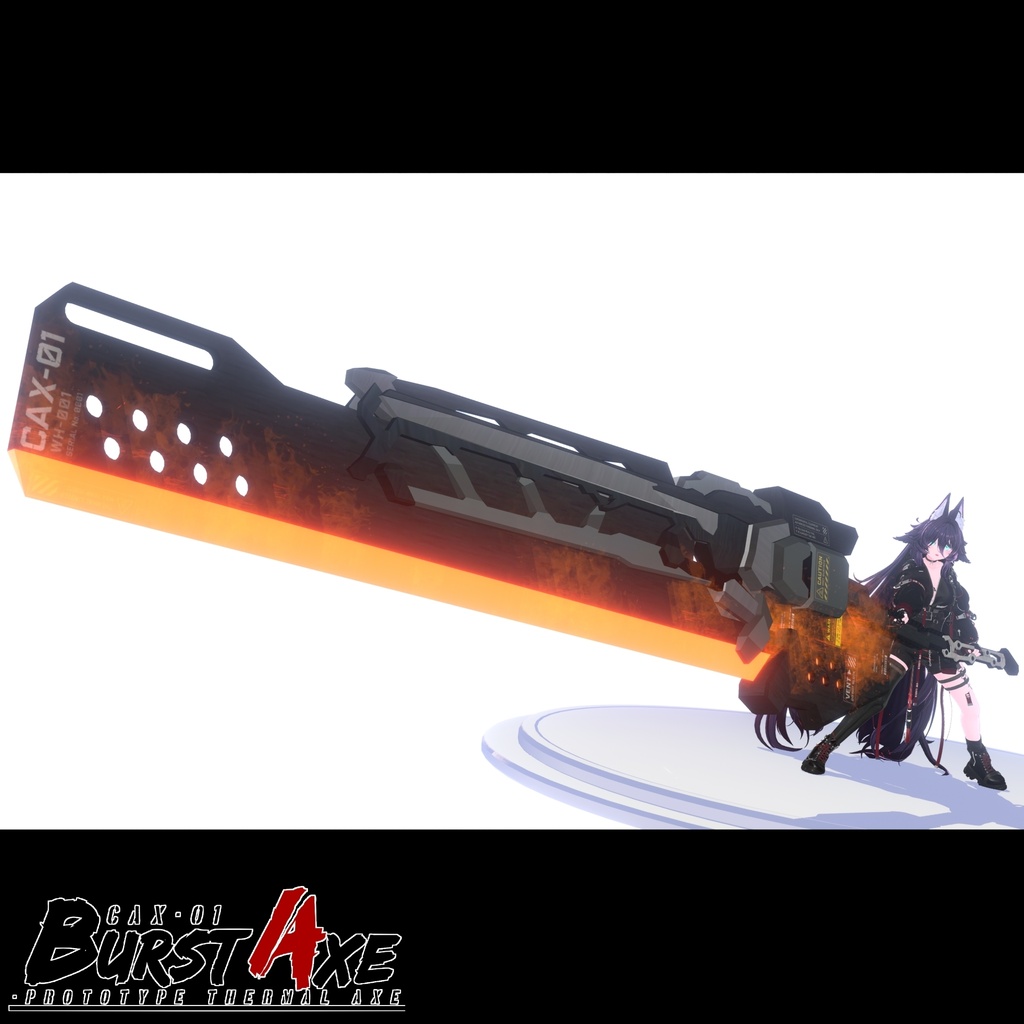 【ギミック付き3Dモデル】巨大斧Gimmick【試製熱斬斧 CAX-01 BurstAxe】Ver.1.00 VRChat想定 効果音付き【MA対応】
