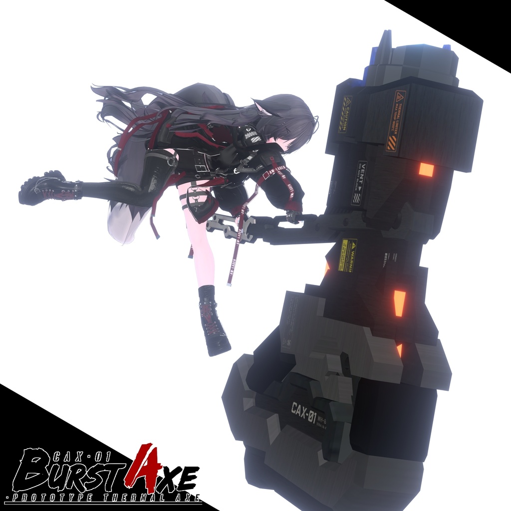 【ギミック付き3Dモデル】巨大斧Gimmick【試製熱斬斧 CAX-01 BurstAxe】+【二式】Ver.1.00 VRChat想定 効果音付き【MA対応】