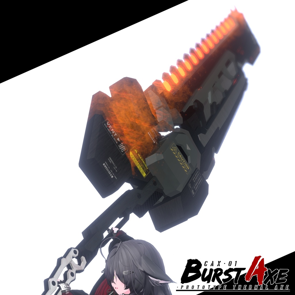 【ギミック付き3Dモデル】巨大斧Gimmick【試製熱斬斧 CAX-01 BurstAxe】+【二式】Ver.1.00 VRChat想定 効果音付き【MA対応】