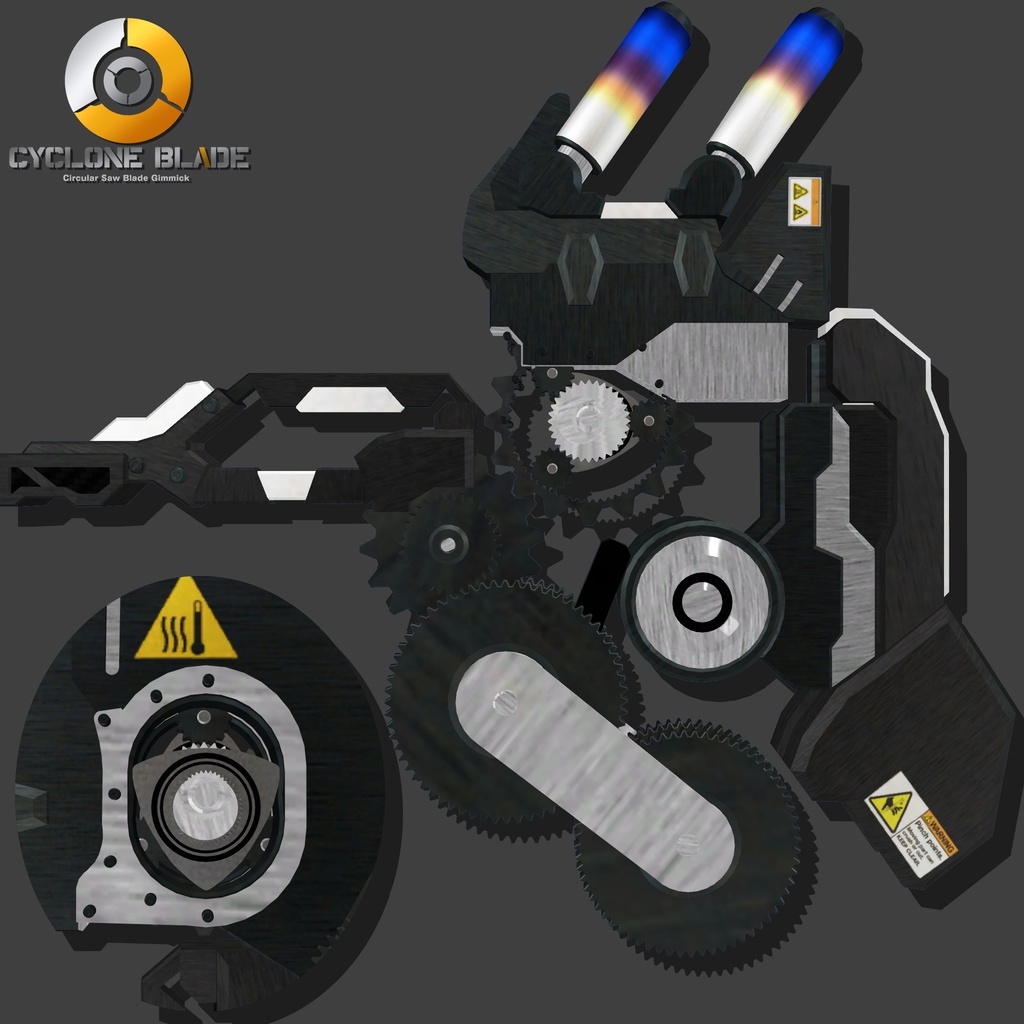 【ギミック付き3Dモデル】回転鋸刃Gimmick【試製可変回転式戦斧 CBX-01 CycloneBlade】Ver.1.00 VRChat想定 効果音付き【MA対応】