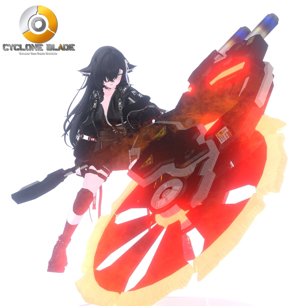 【ギミック付き3Dモデル】回転鋸刃Gimmick【試製可変回転式戦斧 CBX-01 CycloneBlade】Ver.1.00 VRChat想定 効果音付き【MA対応】