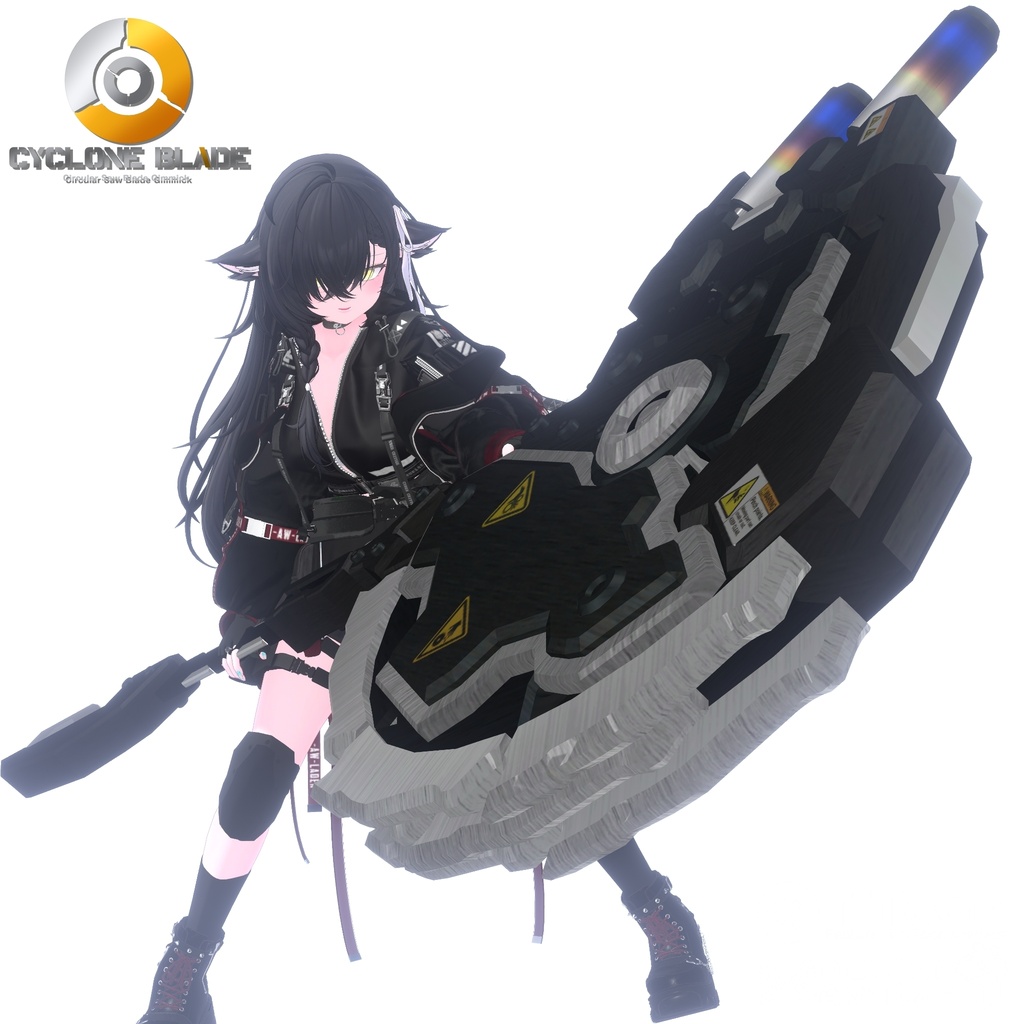 【ギミック付き3Dモデル】回転鋸刃Gimmick【試製可変回転式戦斧 CBX-01 CycloneBlade】Ver.1.00 VRChat想定 効果音付き【MA対応】