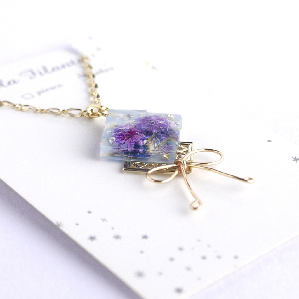 【推し色シリーズ】ブーケとロングリボンのネックレス