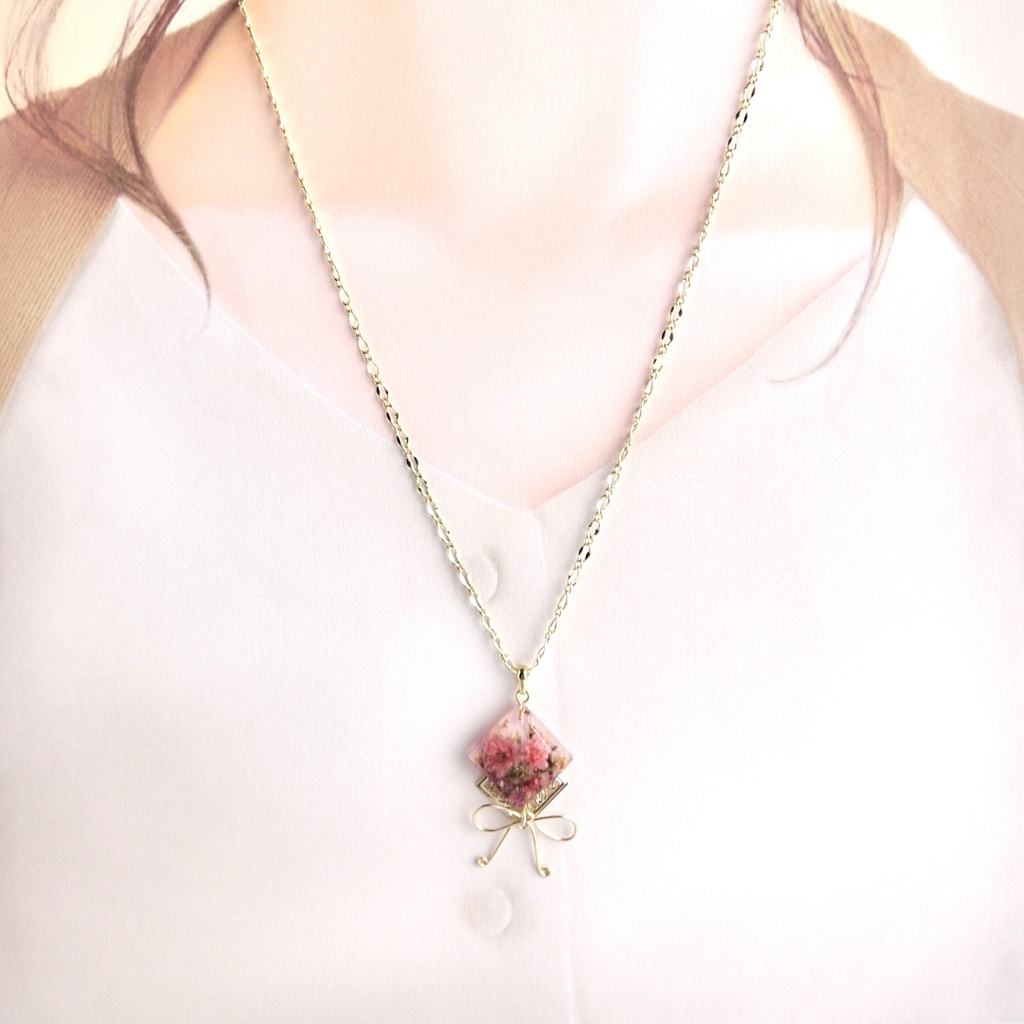 【推し色シリーズ】ブーケとロングリボンのネックレス