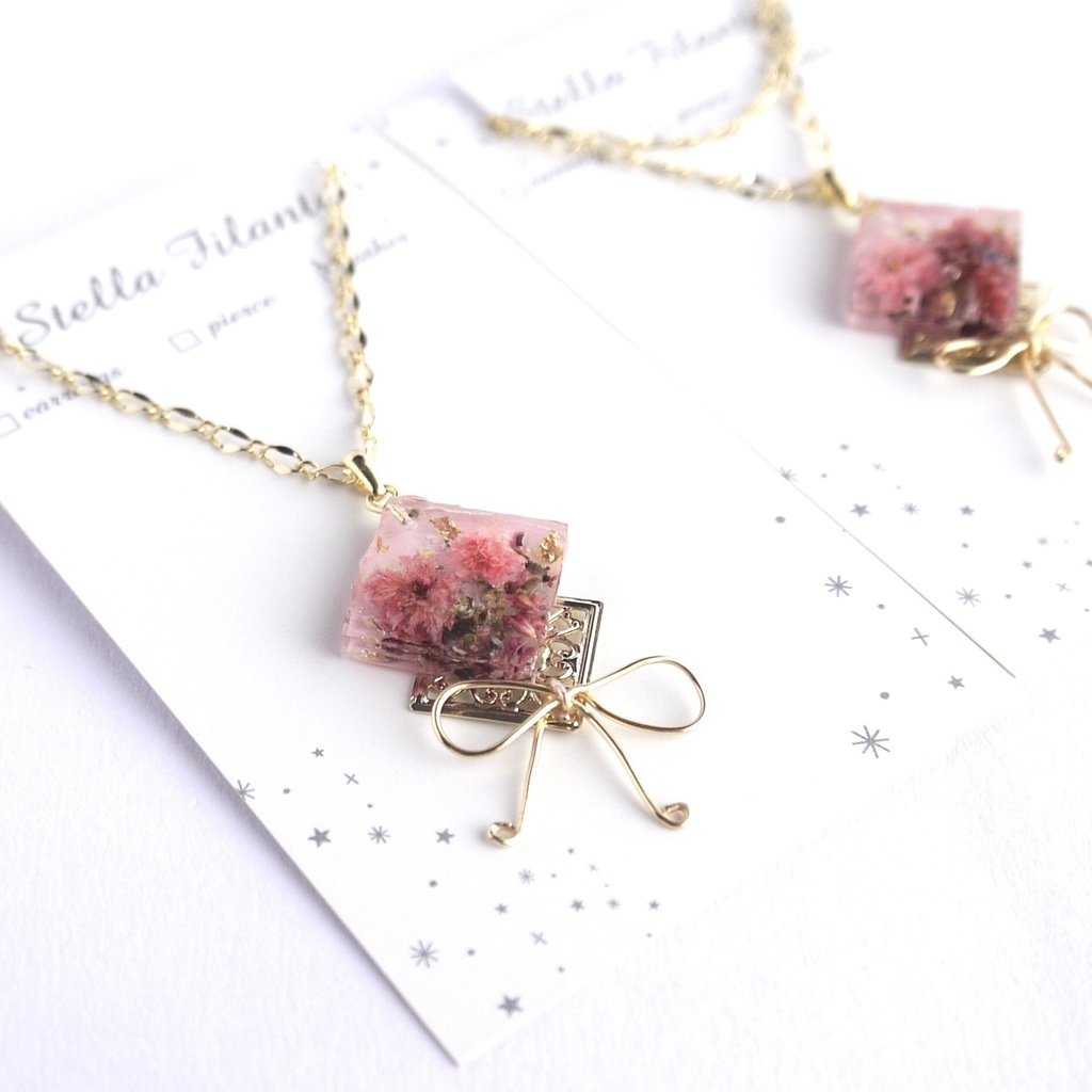 【推し色シリーズ】ブーケとロングリボンのネックレス