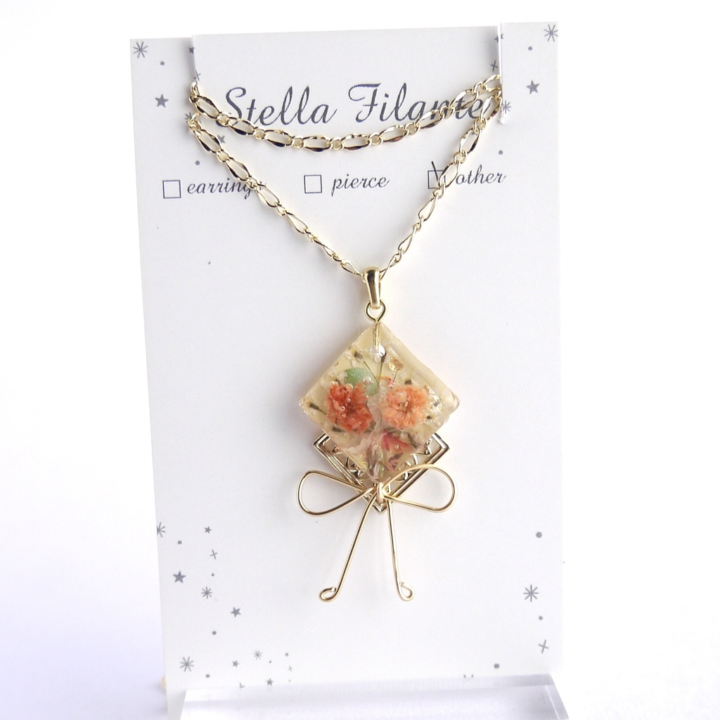 【推し色シリーズ】ブーケとロングリボンのネックレス