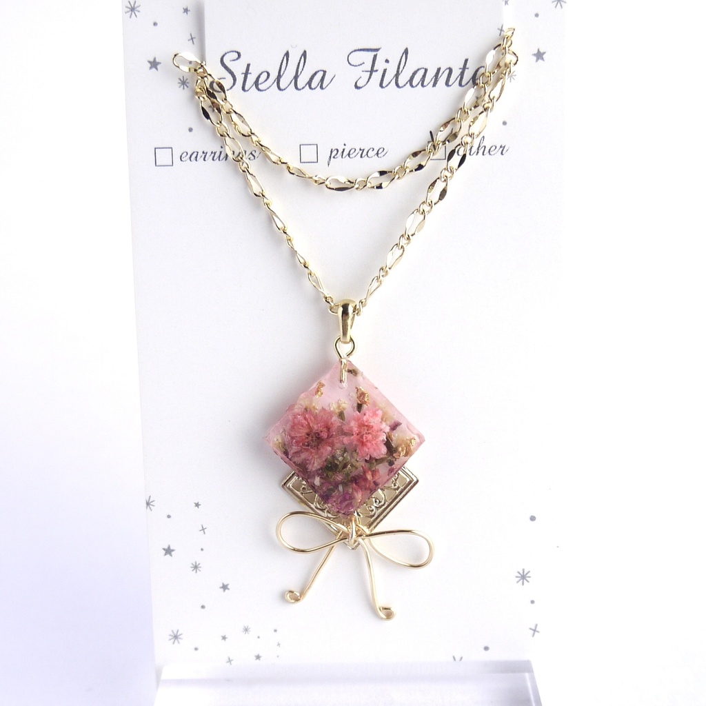 【推し色シリーズ】ブーケとロングリボンのネックレス