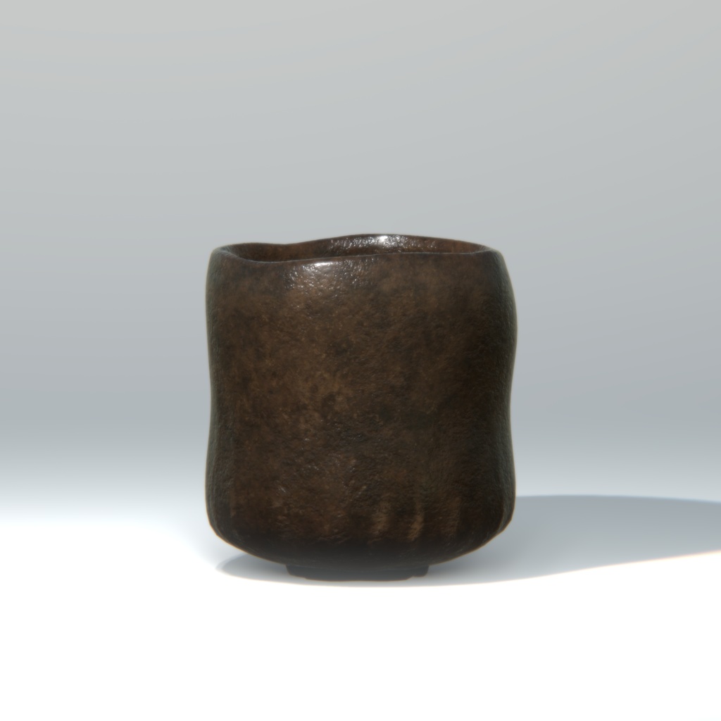 黒楽筒茶碗 銘「墨壇(ぼくだん)」