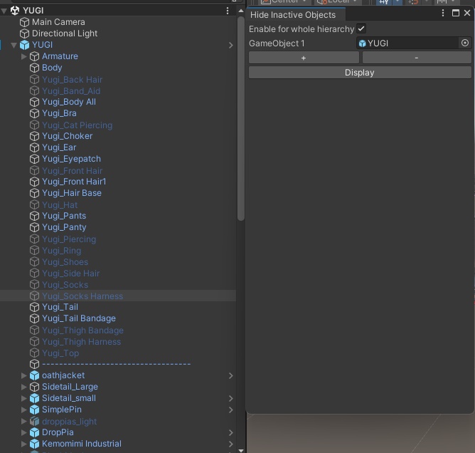 【無料】Unity のヒエラルキーから「非表示にしたオブジェクト」を見えなくするやつ