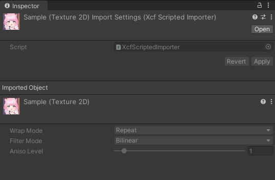 【無料】Unity で GIMP の .xcf ファイルを読み込むツール (UniXCF)