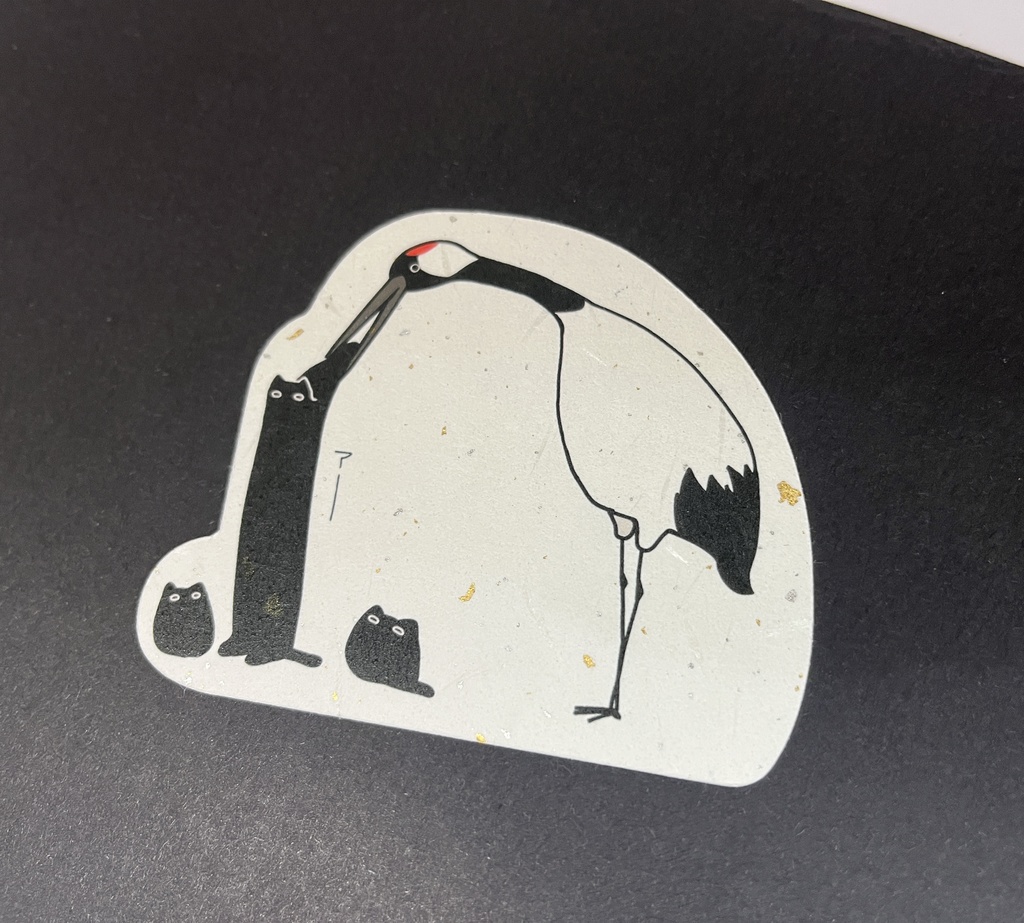 妖怪ねこさん　和紙風ステッカータンチョウ