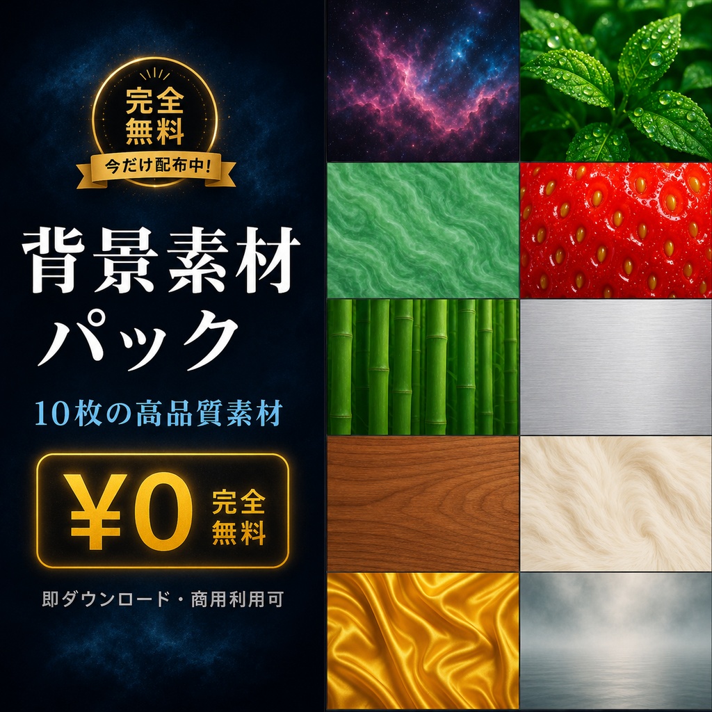 【完全無料！背景素材パック】10枚｜サムネ・配信・動画制作に即使える