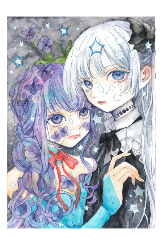 ポストカード「花と星と乙女たち」