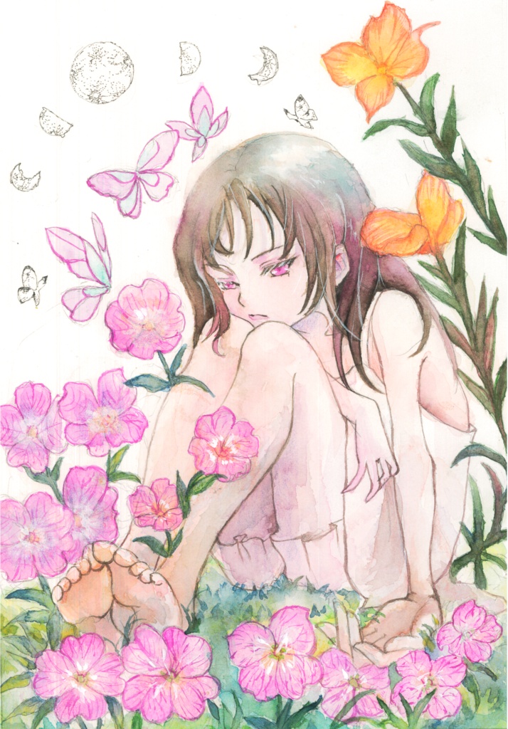 額装原画　「ツキヲマツ」