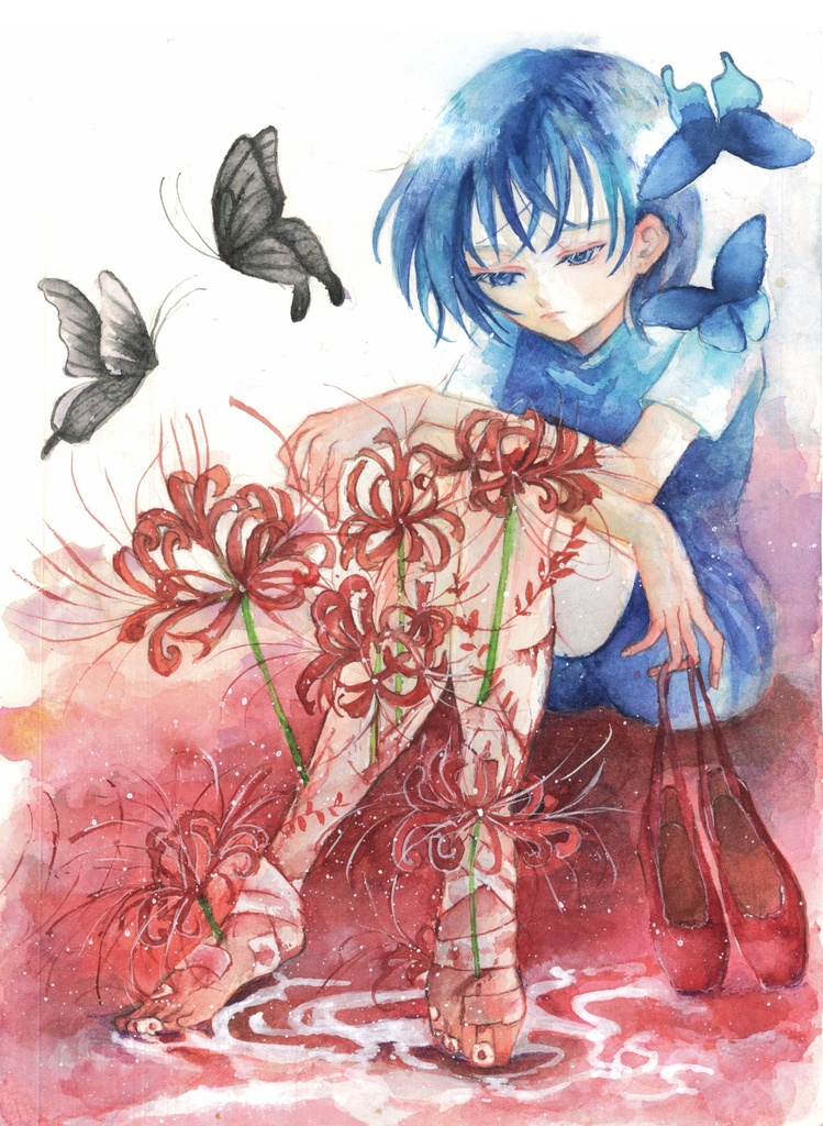 額装原画「紅い靴」