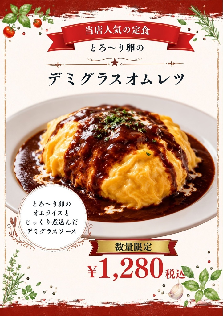 コンサルタント監修・解説付き Canva飲食店POPテンプレ【洋食万能テンプレート】