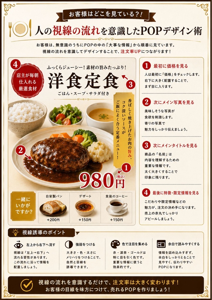 コンサルタント監修・解説付き Canva飲食店POPテンプレ【洋食万能テンプレート】