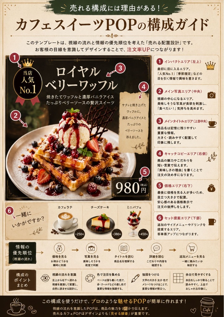 コンサルタント監修・解説つき Canva飲食店POPテンプレ【カフェ万能テンプレート】