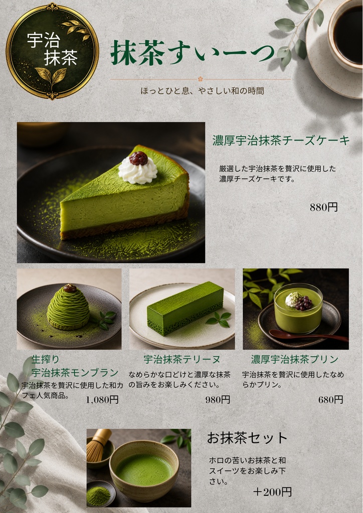 Canva飲食店POPテンプレ【和風カフェ万能テンプレート】