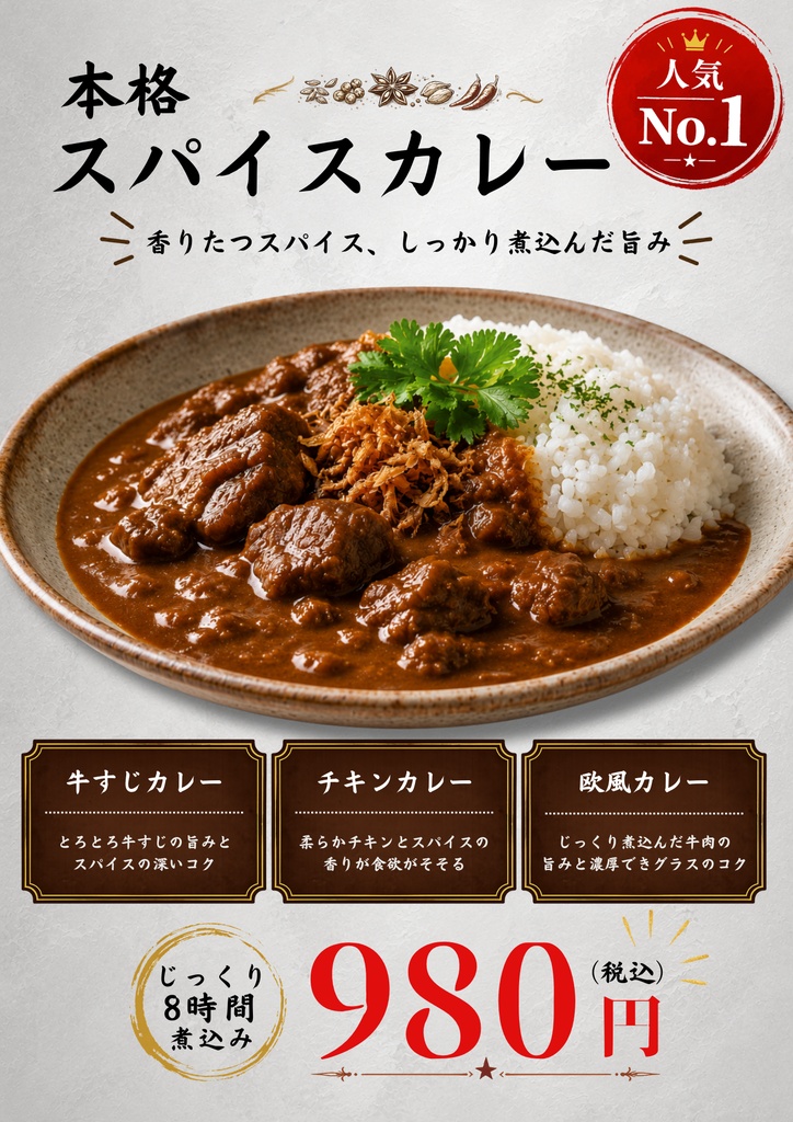 コンサルタント監修・解説付き カレー店専用CANVAテンプレート集