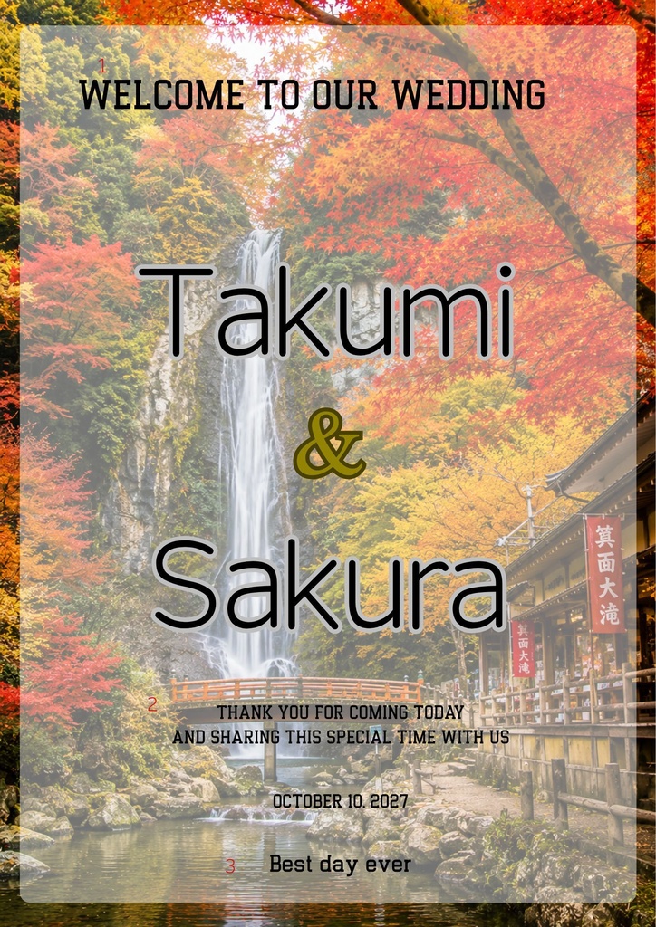 Osaka Four Seasons Collection-Autumn-|ウェディングウェルカムボード|Canva編集テンプレート|A2・A3・A4対応