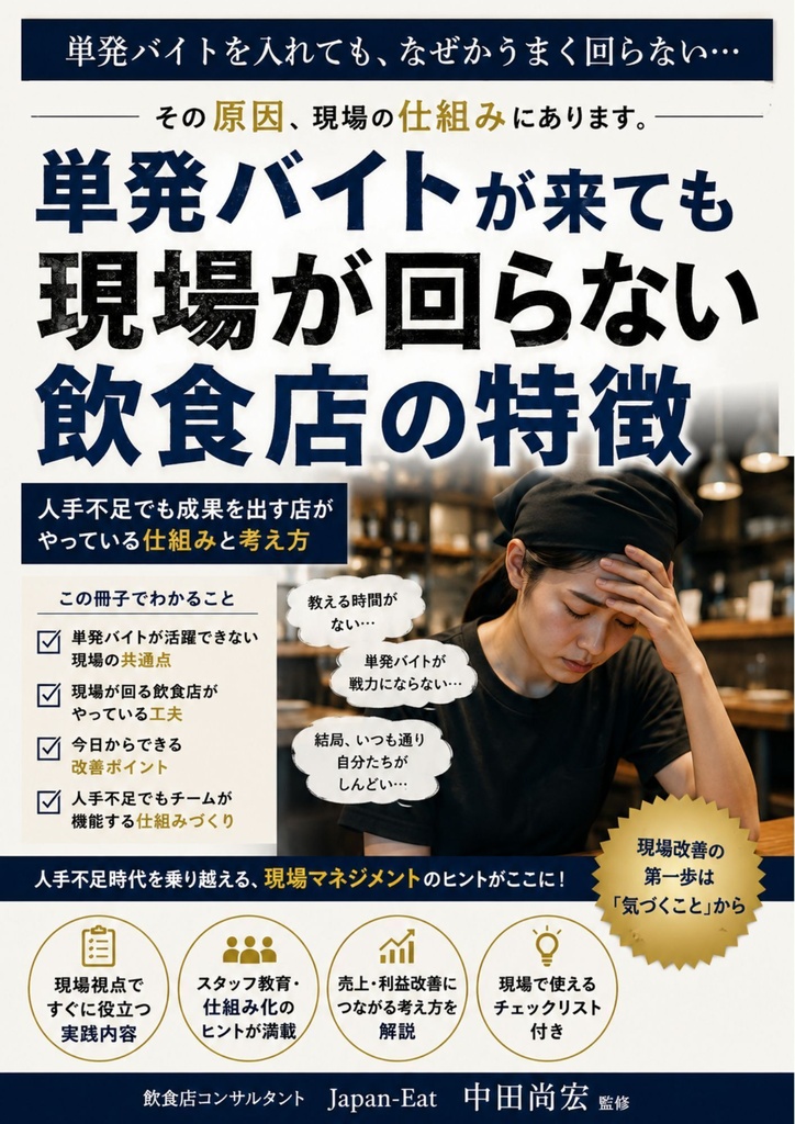 【飲食店向け】単発バイト活用・受け入れ実践ガイド Vol.1｜人手不足対策・現場改善・スタッフ定着
