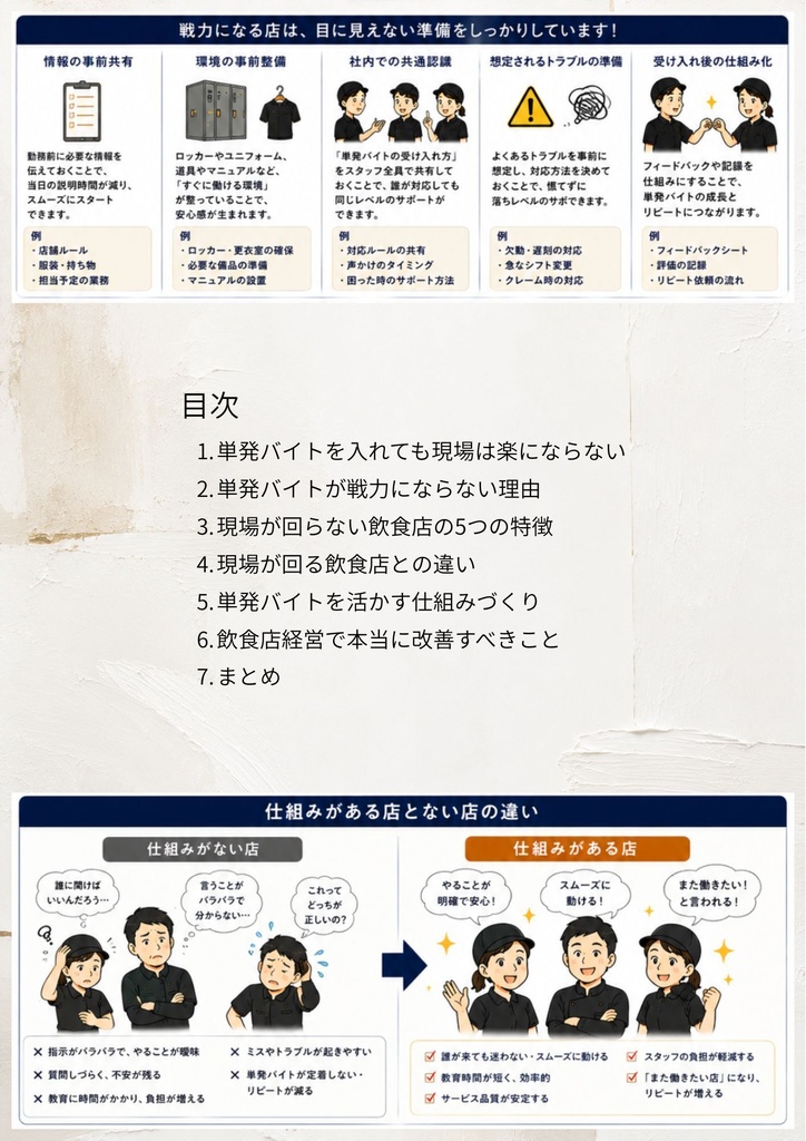 【飲食店向け】単発バイト活用・受け入れ実践ガイド Vol.1|人手不足対策・現場改善・スタッフ定着