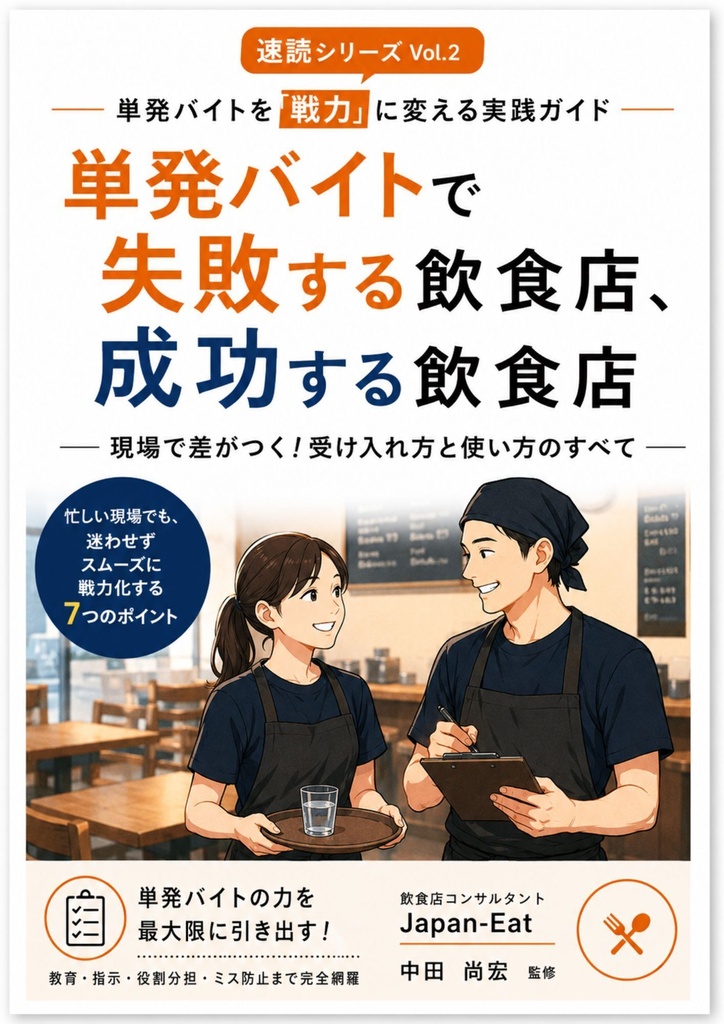 【飲食店向け】単発バイト活用・受け入れ実践ガイド Vol.2｜人手不足対策・現場改善・スタッフ定着