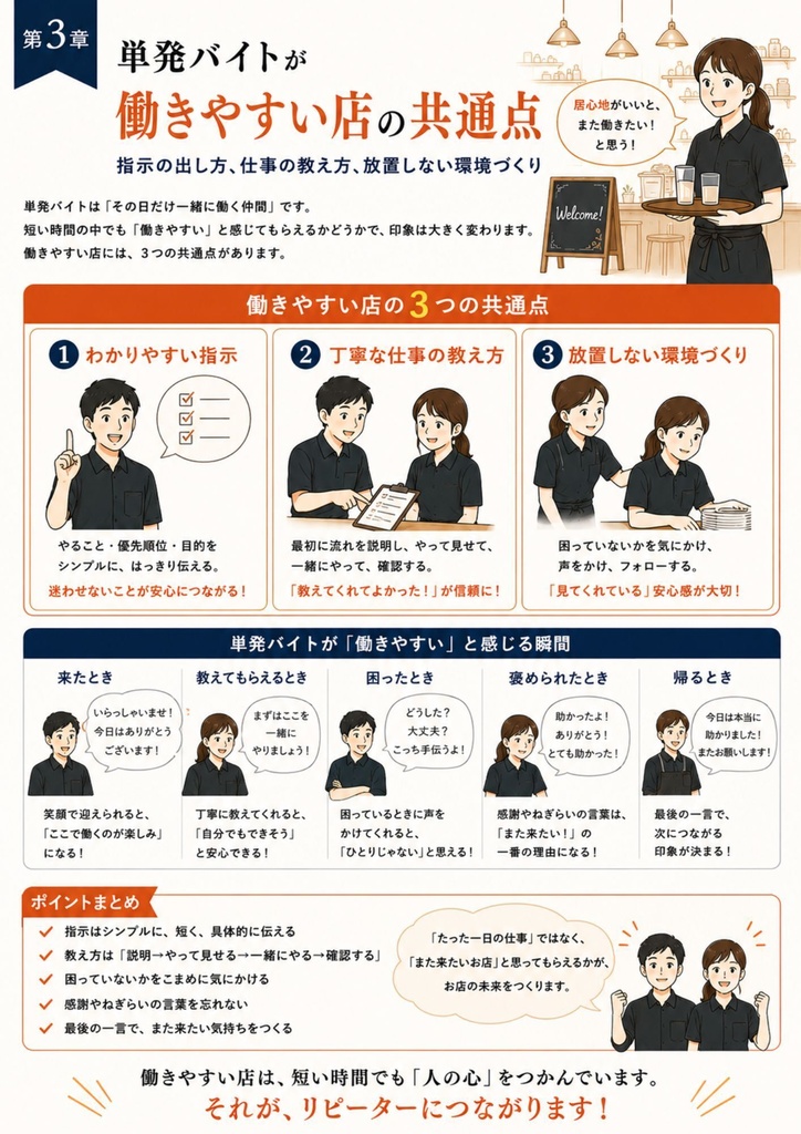 【飲食店向け】単発バイト活用・受け入れ実践ガイド Vol.3|人手不足対策・現場改善・スタッフ定着