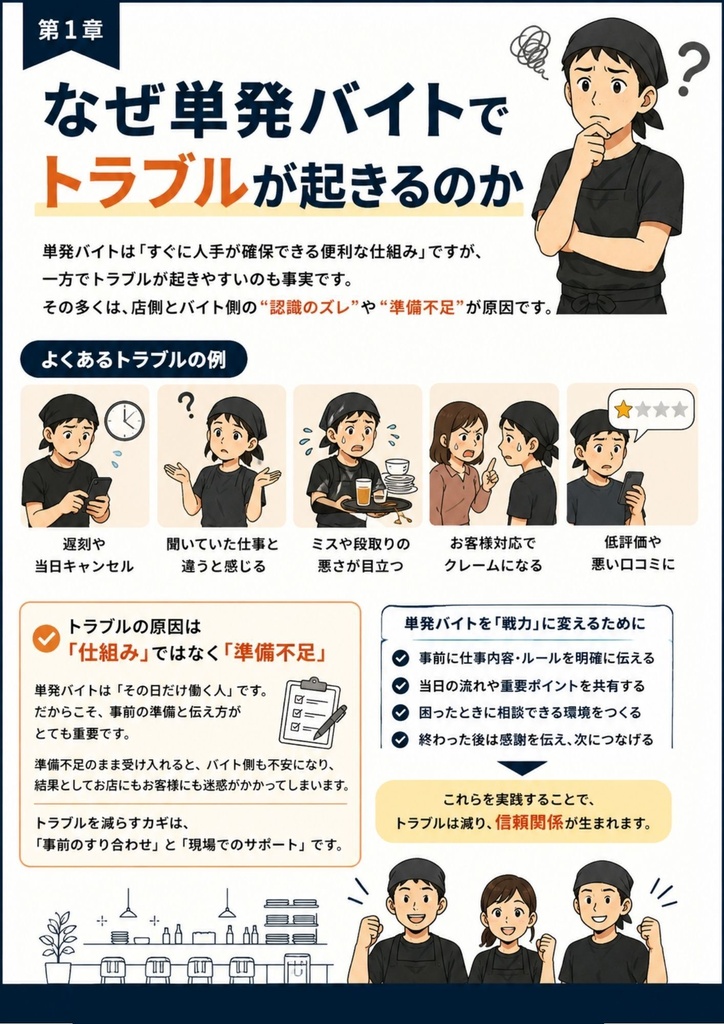 【飲食店向け】単発バイト活用・受け入れ実践ガイド Vol.4|人手不足対策・現場改善・スタッフ定着