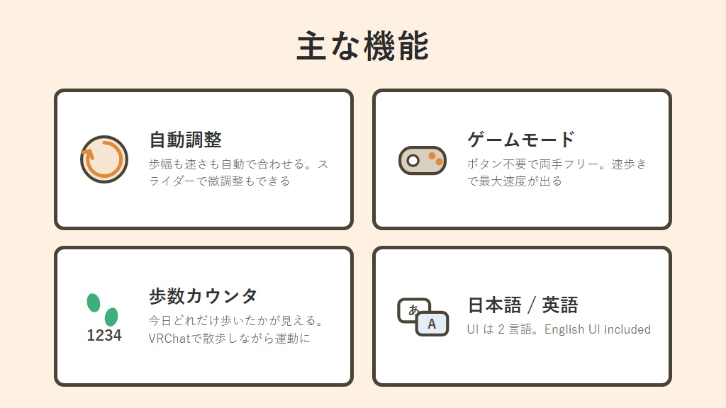 【無料】その場歩きで前に進む VRChatOscWalk(トラッカー不要・歩数カウンタ付き)