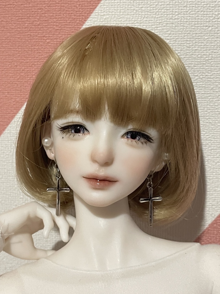 ドール用アクセサリー/シンプルクロスノンホールピアス