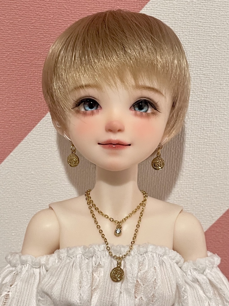 ドール用アクセサリー/2連チェーンコインネックレス
