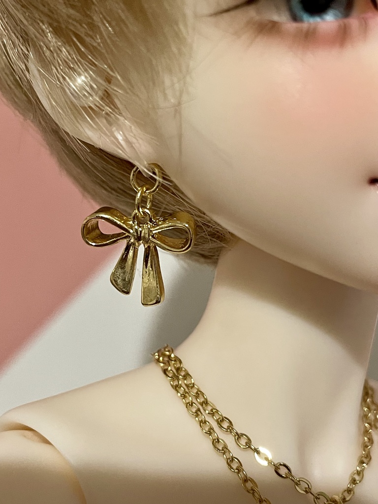 ドール用アクセサリー/リボンノンホールピアス