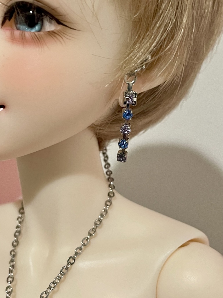 ドール用アクセサリー/ラインストーンノンホールピアス